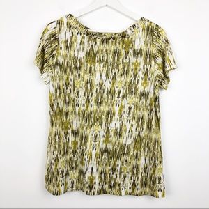 J. Jill Love Linen Green Top with Prints All Over
